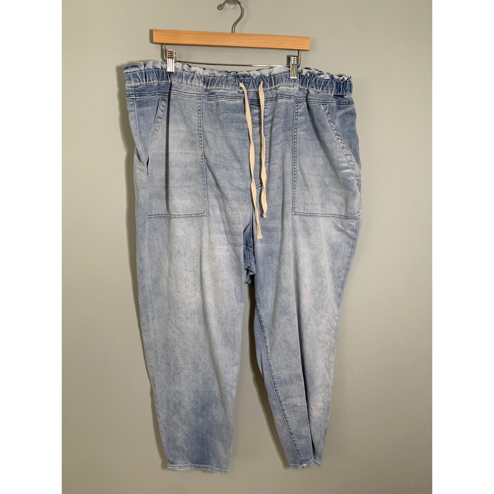 Sanctuary Denim Joggers Women 3X Light Wash Paperbag Waist Drawstring